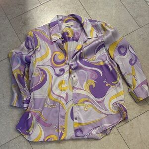 L'AGENCE Multicolor Swirl Button-Down Shirt